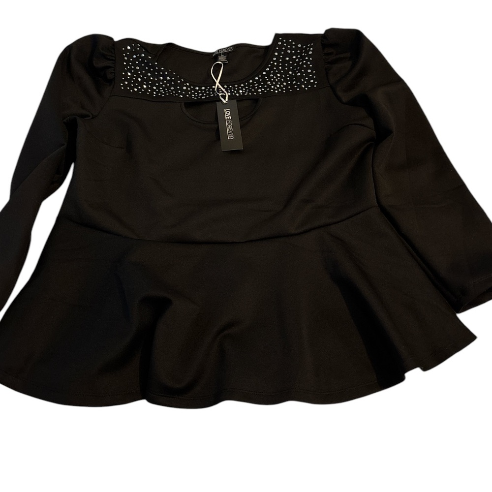 NWT sparkle long sleeve peplum top cutout blouse